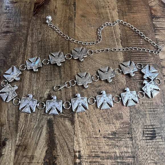 Vintage Silver Eagle Concho Chain Belt – Western Boho Statement Piece new - Picture 2 of 5